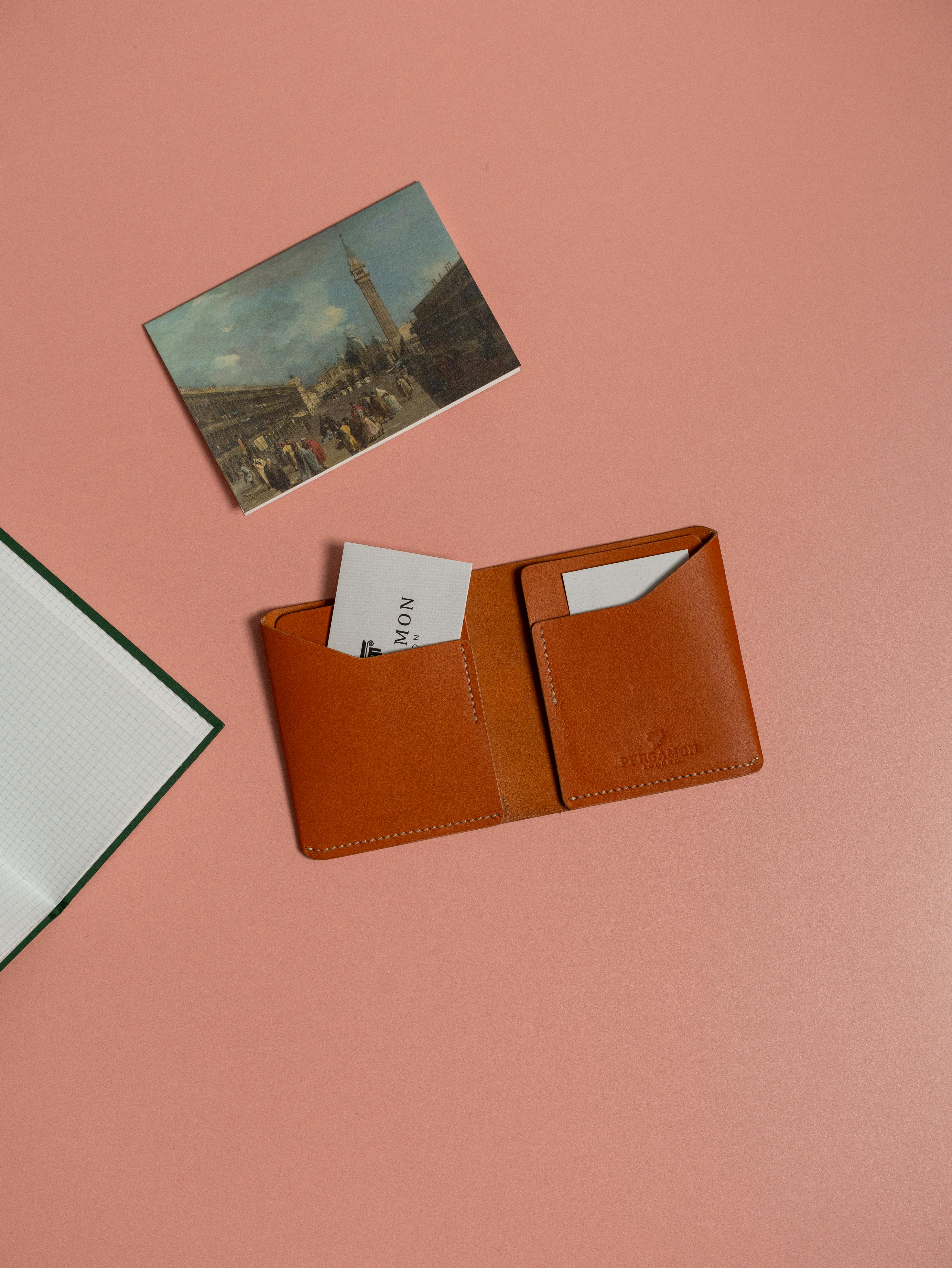 Tan leather travel card wallet